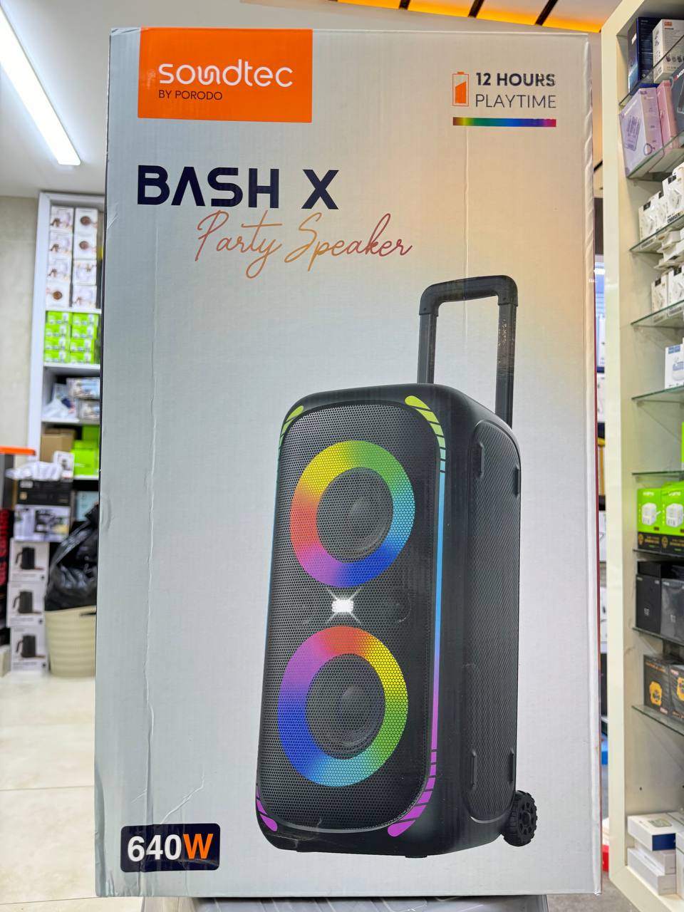اسپیکر بلوتوثی پرودو مدل Porodo Soundtec 640W Party Speaker with Trolley PD-BASHX-BK
