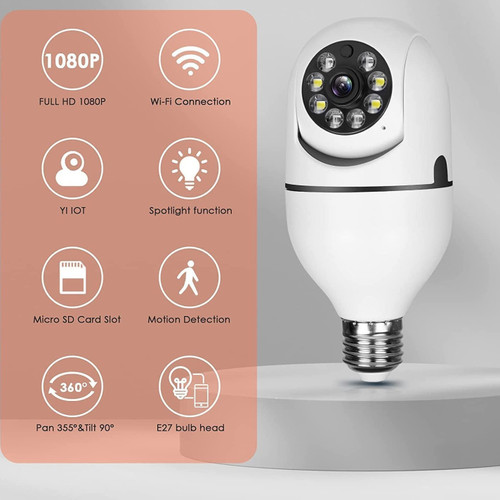 دوربین لامپی چرخش 360 درجه قابل کنترل با نرم افزار v380 اصل
