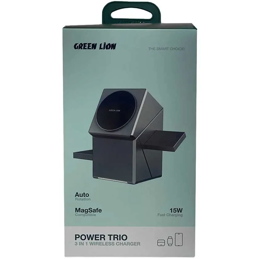 شارژر وایرلس گرین لاین Power TrioGreen Lion Magnetic Wireless Charger