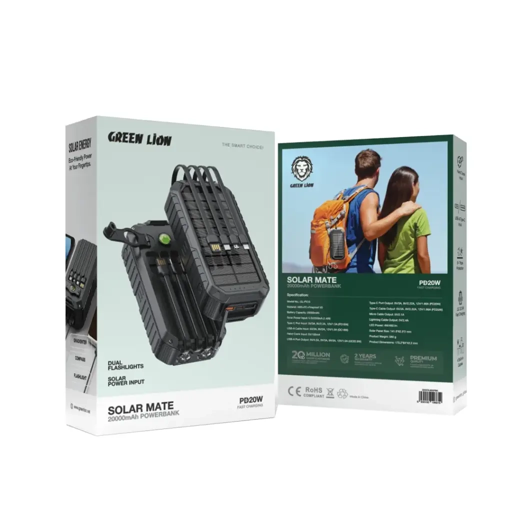پاوربانک خورشیدی سولار میت 20000 گرین لاین GL-PX15