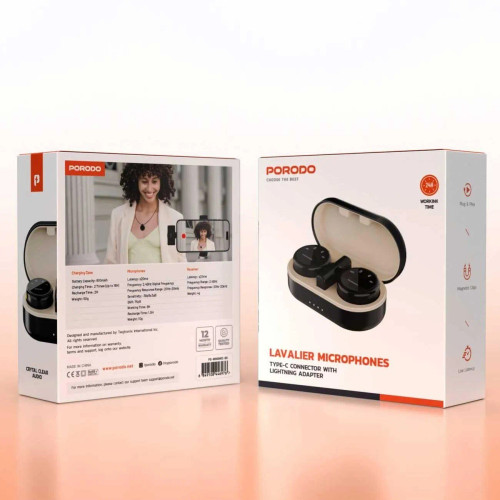 میکروفن بی سیم یقه ای پرودو مدل Porodo Lavalier Microphones