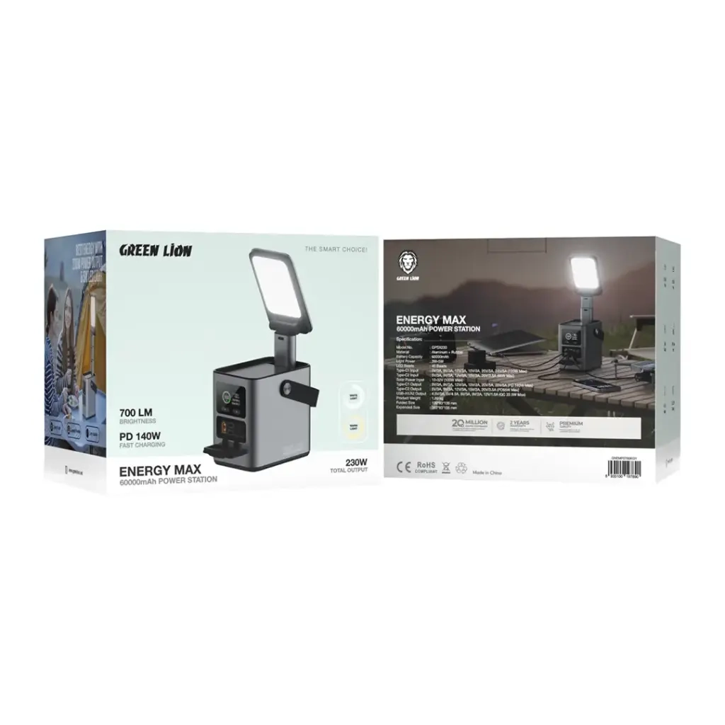 پاوربانک گرین لاین GREEN LION ENERGY MAX 60k PD 140W 230w
