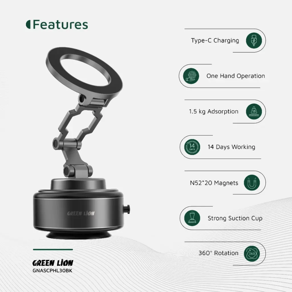 پایه نگهدارنده خودکار گوشی گرین لاین Green Lion GX-30 Auto Suction Phone Holder