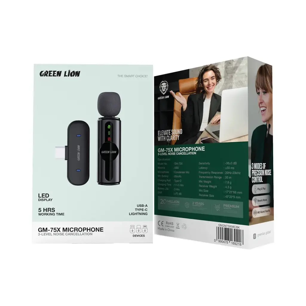 میکروفون سه کاره گرین لاین مدل Green Lion GM-75X Microphone 3 In 1 - Black