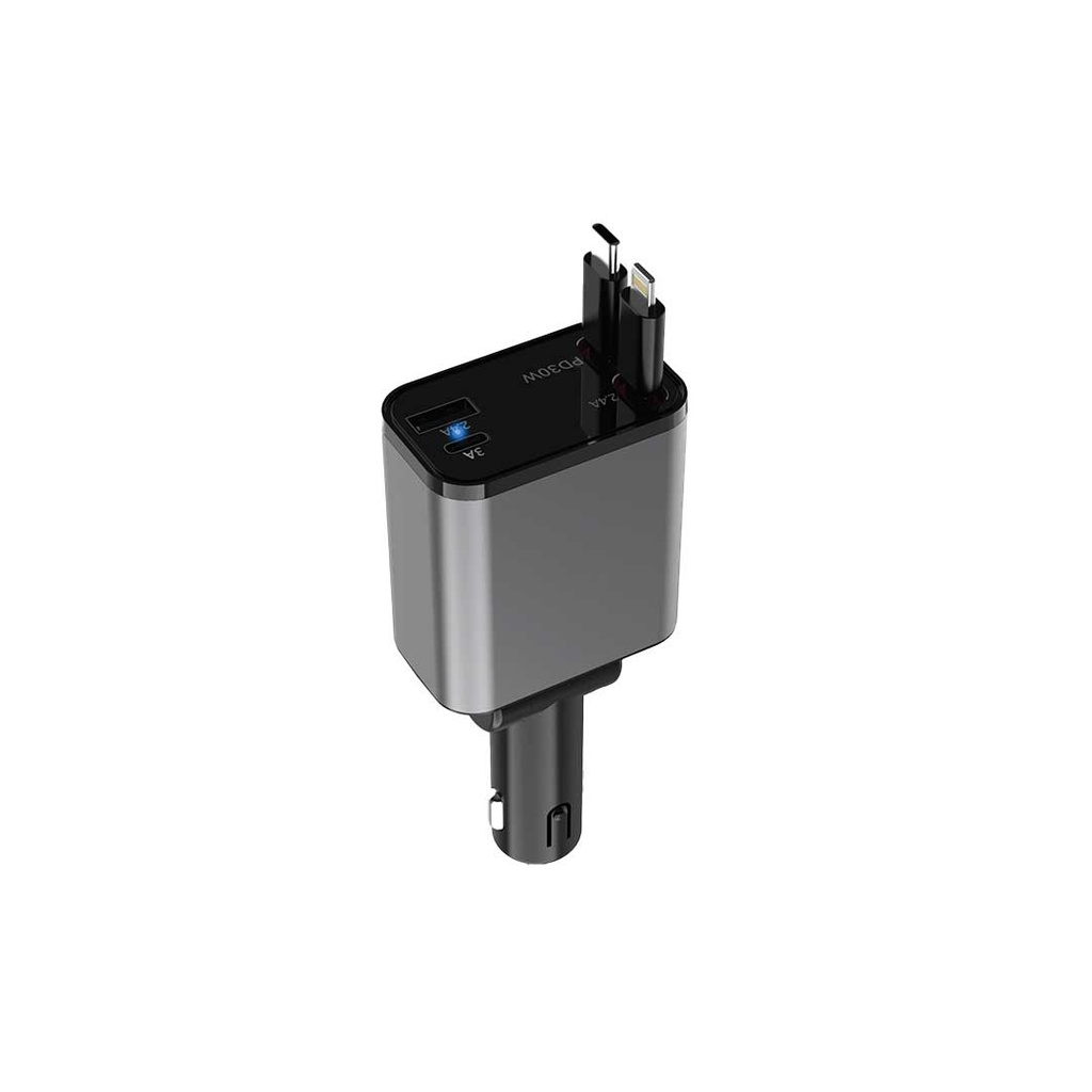 شارژر فندکی خودرو گرین لاین مدل Green Lion Retractable 50W Car Charger