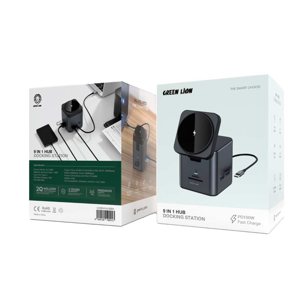 پاور هاب استیشن ۹ کاره گرین لاین Green Lion 9 In 1 Hub Docking Station