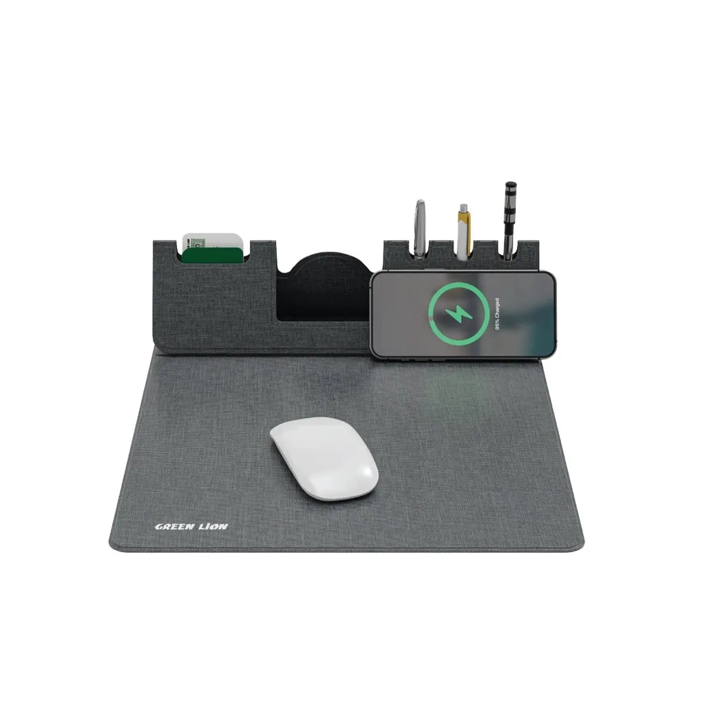 موس پد و شارژر وایرلس گرین لاین مدل Green Lion Mouse Pad Wireless Charger