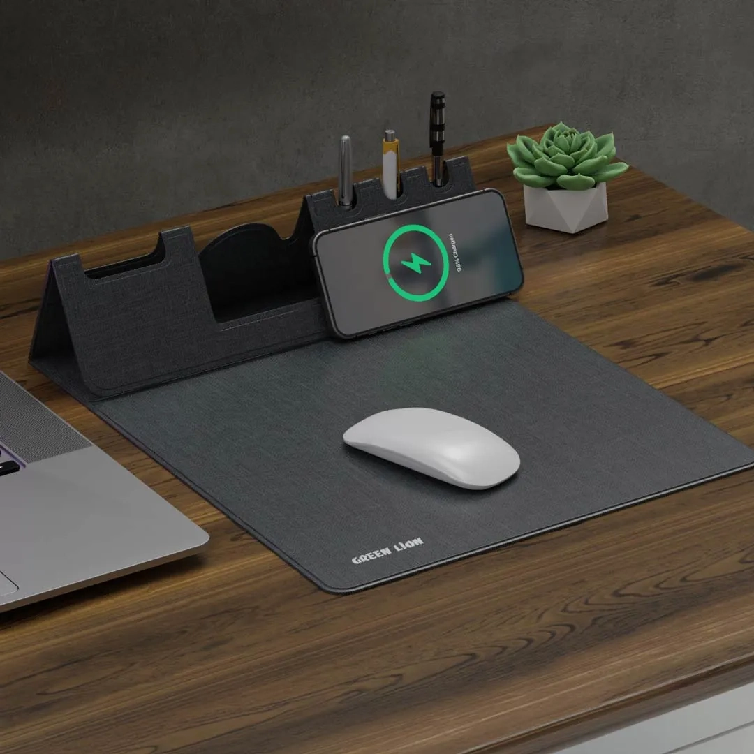 موس پد و شارژر وایرلس گرین لاین مدل Green Lion Mouse Pad Wireless Charger