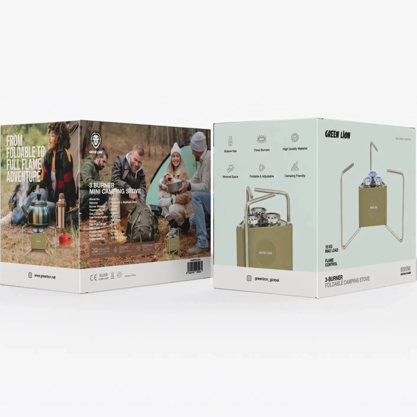 اجاق گاز کمپینگ تاشو 3 شعله گرین لاین مدل Green Lion 3-Burner Foldable Camping Stove