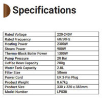 اسپرسوساز لپرسو دو بویلر با آسیاب مخروطی LEPRESSO DUAL BOILER LP038