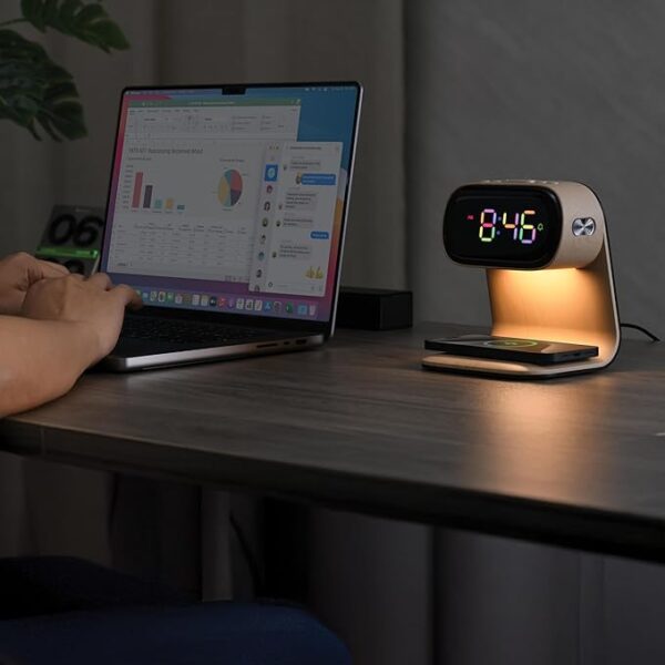 ساعت رومیزی و شارژر وایرلس گرین لاین Green Lion Bedside Clock Wireless Charger