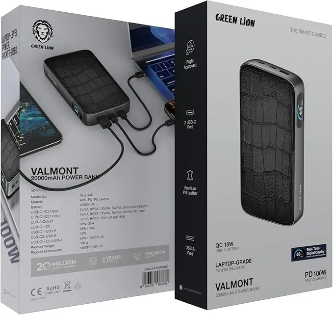 پاور بانک گرین لاین GREEN LION VALMONT 20K